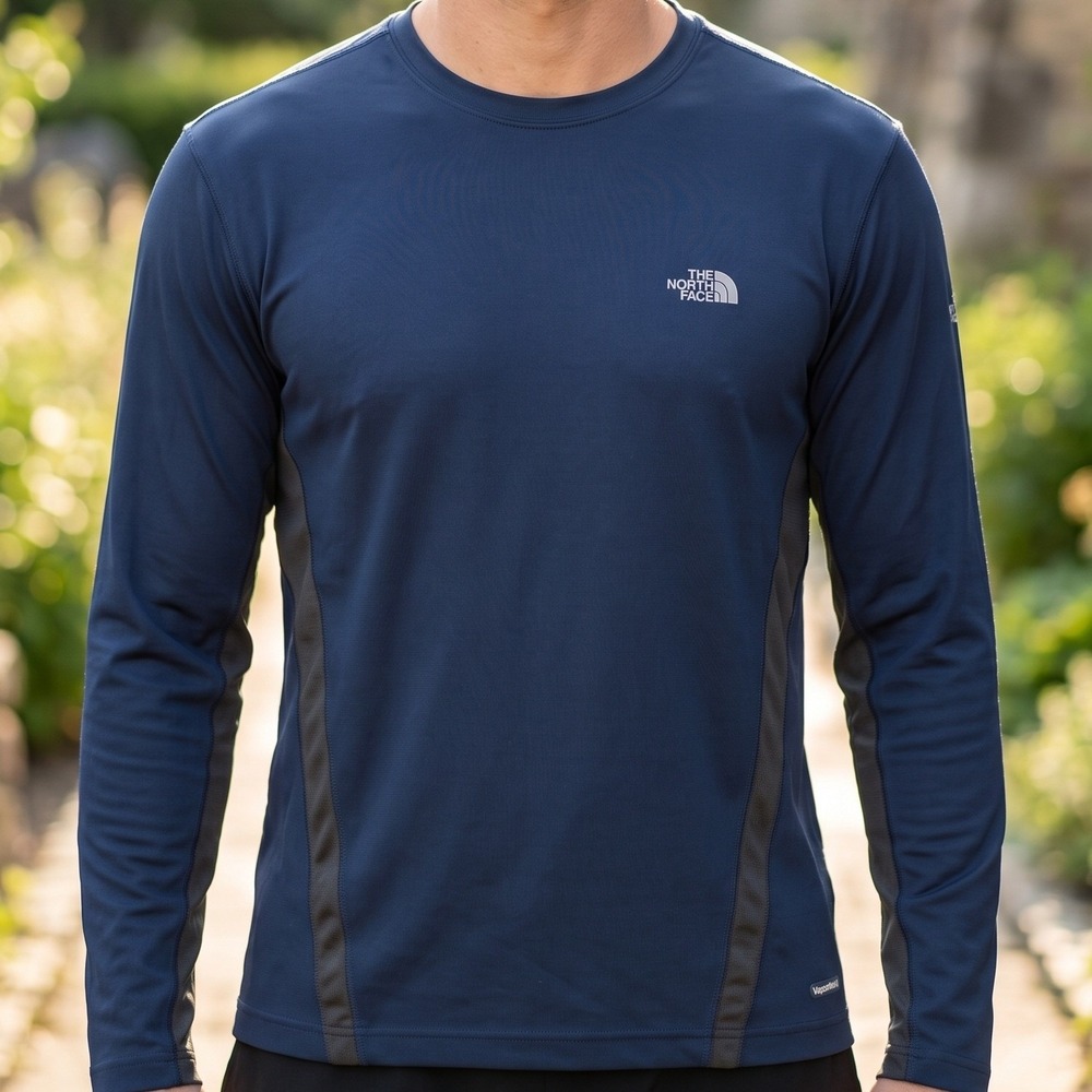 The North Face Flight Series VaporWick Long Sleeve Running Shirt Navy Blue Mens
